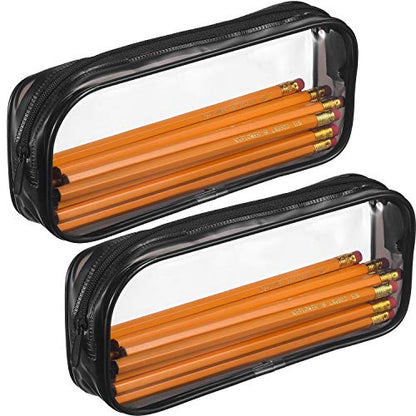 Tatuo 4 Pieces Clear PVC Bags Big Capacity Zipper Pencil Pouch Case Travel Luggage Makeup Cosmetic Bag(Black) - color: Black