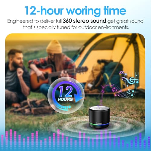 Portable Bluetooth Speaker Case Packed, Mini Speaker, Noise Mic | 12H Battery Life, Metal Cover,TWS Pairing, Wireless Speaker with RGB Lights for Home/Travel/Outdoor/Car/Beach by Music Lovers - color: Silver Black