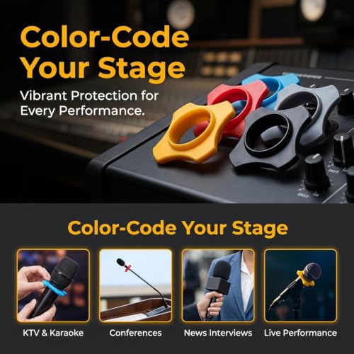 5PCS Mic Anti-Rolling Ring Handheld Microphone Protection Silicone Ring for KTV, Interviews, On Performance
