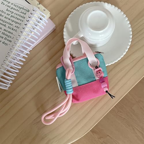 Mini Backpack Case for AirPods 4 2024 AirPods Pro 3, Multi-Functional Pouch Coin Purse Cable Organizer with Strap Hand Strap Keychain Lock, Travel-Friendly Headphone Case for Women Men - color: Pink Backpack