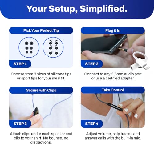 DefenderShield EMF Radiation-Free Earbuds Air Tube Stereo Headphones – Universal Acoustic Headphones Wired Mic & Audio Controls – Secure Fit Wired Earbuds, 3.5mm Jack, Sports Tips & 3 Ear Tip Sizes - style: 3.5mm