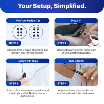DefenderShield EMF Radiation-Free Earbuds Air Tube Stereo Headphones – Universal Acoustic Headphones Wired Mic & Audio Controls – Secure Fit Wired Earbuds, 3.5mm Jack, Sports Tips & 3 Ear Tip Sizes - style: 3.5mm