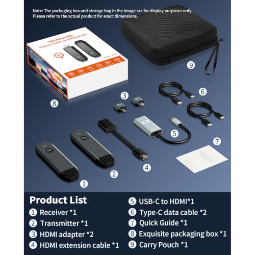4K Wireless HDMI Transmitter and Receiver 328FT/100M, 2026 Upgraded 4K Input & 4K Output, 5G+2.4G Plug & Play HDMI Wireless Extender for Laptop PC Camera to TV Box Monitor Projector