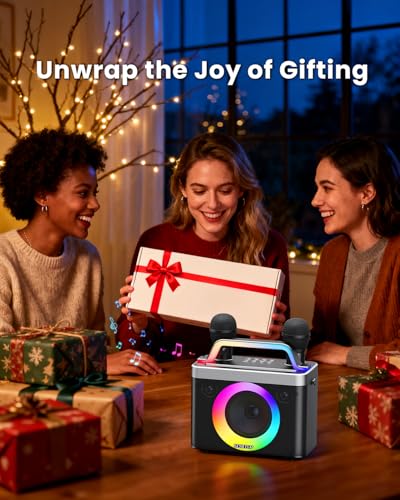 Portable Bluetooth Karaoke Machine for Adults & Kids - 2 Wireless Microphones, Shoulder Strap, Fun Voice Change, Support USB/AUX, for Outdoor Events Party Gifts - size: 518