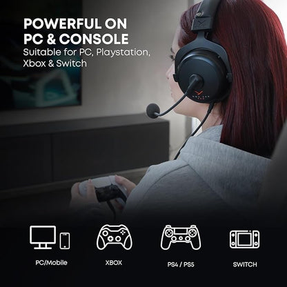 beyerdynamic MMX 300 PRO Closed Gaming Headset with Stellar.45 Driver and Condenser Microphone, Wired Gaming Headset Suitable for PC, Gaming Console, PS, Switch. Handmade in Germany, Black | STELLAR.45 Driver, Condenser Mic, Multi-platform, Handmade in Ge