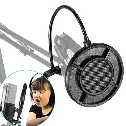 PS-1 Microphone Pop Filter Dual Layer Metal Grill Filter Shidle Anti-Spray Net for Studio Live Broadcast On-line Chat