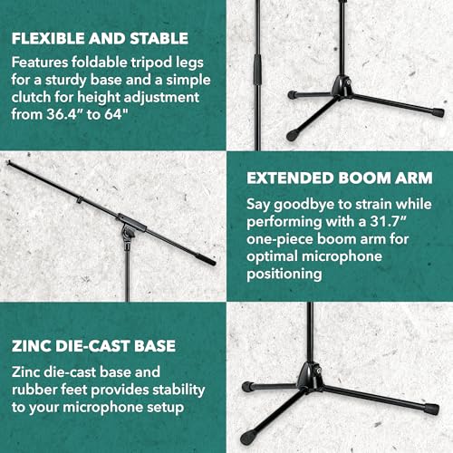 K&M Konig & Meyer 21060.500.55 Tripod Microphone Stand With Boom Arm | Easy Clutch Height Adjustment | Folding Leg Design | Zinc Die-Cast Base | Pro Grade for all Musicians | German Made | Black - color: Black