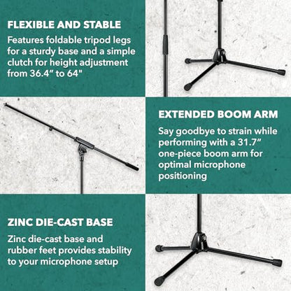 K&M Konig & Meyer 21060.500.55 Tripod Microphone Stand With Boom Arm | Easy Clutch Height Adjustment | Folding Leg Design | Zinc Die-Cast Base | Pro Grade for all Musicians | German Made | Black - color: Black