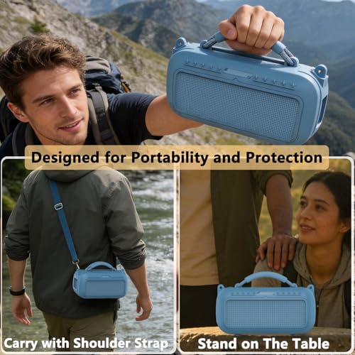 Protective Case for Bose SoundLink Max Portable Bluetooth Speaker | Accessories Hard Carrying Case and Silicone Cover Combo with Carrying Strap (Blue Dusk) - color: Blue Dusk