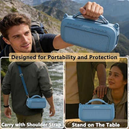Protective Case for Bose SoundLink Max Portable Bluetooth Speaker | Accessories Hard Carrying Case and Silicone Cover Combo with Carrying Strap (Blue Dusk) - color: Blue Dusk