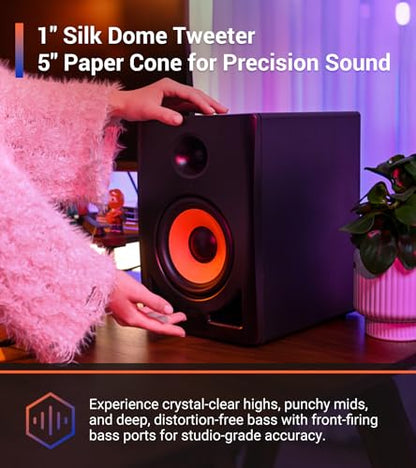 ESI nEar i5 5" Studio Reference Monitor, 2-Way Active Powered Speaker, Ideal for Near-Field Music Production, Studio Monitoring and Desktop Computers, Studio-Quality Sound, Sold Individually (Single) - size: nEar i5 (Single 5" Speaker)