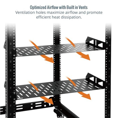 Tecmojo 1U Rack Shelf,19 inch Rack Shelf 6 inch Depth,Rack Mount Shelf with Anti-Slip Stops,Server Rack Shelf and Network Shelf for 19 in Equipments, 55lbs Capacity of Vented 1U Shelf,No Lip(2 Pack) - size: 6 in/2pack