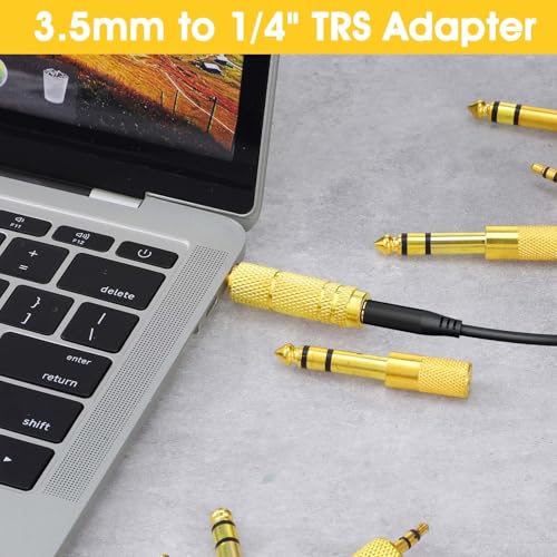 8 Pack 3.5mm to 1/4" Adapter, Headphone Jack Adapter, 1/8 inch Male to 1/4 inch Female and 1/4" to 3.5mm Audio Converter for Electric Guitar, Keyboard, Mixer, Amp, Amplifier, Bass, Headphone, Headset