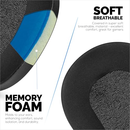 Hybrid Earpads for Sony WH-1000XM6 Headphones - Cooling Gel Gaming Cushions with Super Soft Fabric & Thick Foam - By Brainwavz (Black) - color: XM6 Hybrid Gel