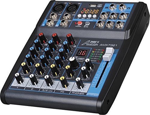 Audio2000'S AMX7321 Four-Channel Audio Mixer with USB Interface, DSP Processor, and Phontom Power - style: 4-Channel Mixer with Bluetooth & Sound Effect