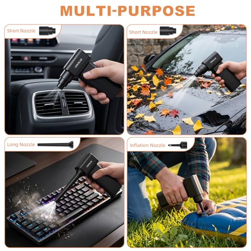 Electric Air Duster 160W, Metal Body 150000RPM Compressed Air Duster, 29.6Wh Rechargeable Cordless Mini Blower, 18W Fast Charging 4-Speed Electric Duster Dust Blower for PC, Keyboard, Car, Home