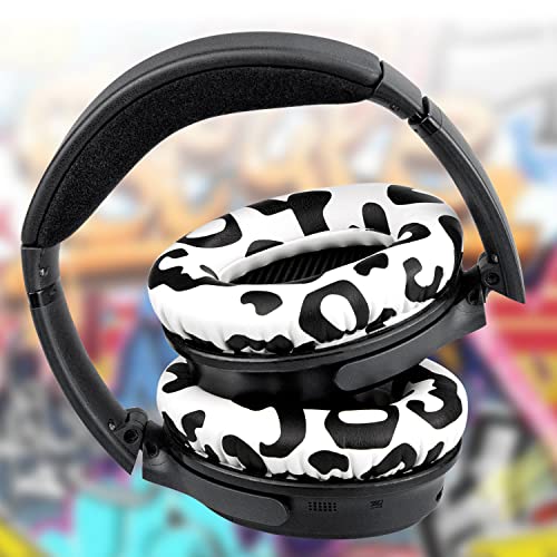 Replacement Earpads Cushions for Bose QuietComfort 35 (QC35) & Quiet Comfort 35 II (QC35 ii) Headphones, Ear Pads with Softer Leather, Noise Isolation Foam, Added Thickness (Snow Leopard) - color: Snow Leopard