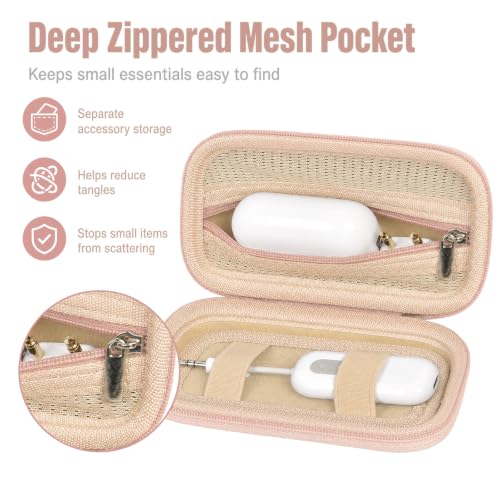COMECASE Bluetooth Transmitter Case for AirFly SE/Pro 2/Pro/Duo | Hard EVA, Deep Mesh Pocket, Dual Elastic Straps, Fits for Avantree Relay/ for 1Mii, Airplane Travel Tech,Case Only, Gold - color: Gold