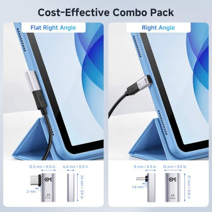 Cable Matters Combo-Pack 40Gbps Right Angle USB C Adapter Kit | [4K@240Hz Video, 240W Charging, 40Gbps Data Transfer] 90 Degree, Compatible with Thunderbolt 4, iPhone 17/16, Steam Deck - style: Combo - Regular