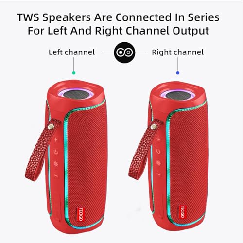 Portable Bluetooth Speakers Long-Lasting Wireless Bluetooth Speaker with Bluetooth 5.3 Technology All-Around Wireless Speaker Black (Red) - color: Red