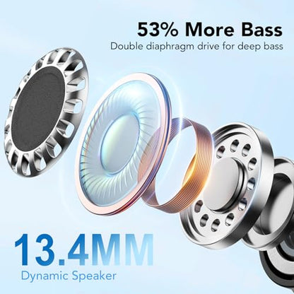QXQ 2026 New Wireless Earbuds, Bluetooth 5.4 Headphones HiFi Stereo with 4 ENC Mic, 40H Mini Ear Buds in-Ear Noise Cancelling Earbuds with LED Screen, Light Bluetooth Earphones for Android iOS, Black