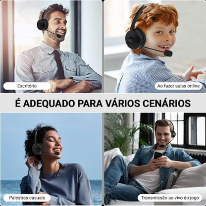Bluetooth Headset with Mic, Wireless On Ear Headphones with Noise Cancelling Microphone for Trucker, Hand Free Wireless Headset for Cellphone
