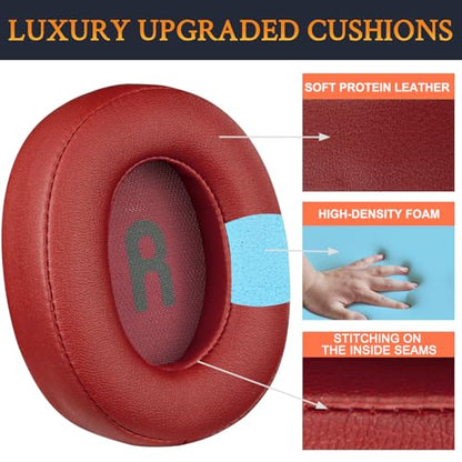 SOULWIT Earpads Replacement for JBL Tune 700BT, 710BT, 720BT, 750BTNC, 760NC, 770NC Wireless Over-Ear Headphones, Ear Pads Cushions with Soft Protein Leather and High-Density Foam - Red - color: Red