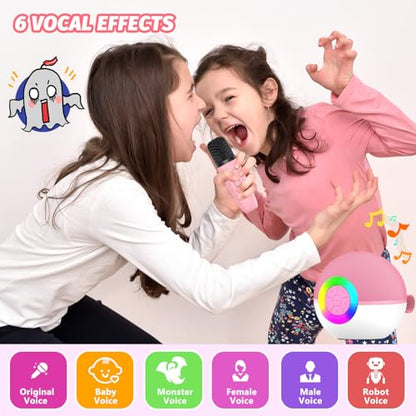Mgaolo Mini Karaoke Machine for Kids Adults,Portable Bluetooth Speaker with 2 Wireless Microphones,Gift Toys with MP3 Player for Boys Girls 3-12 Year Old Birthday Family Home Party Present (Pink) - color: Pink 2mic