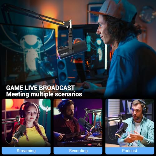 USB/XLR Gaming Microphone kit, Dynamic PC Mic for Podcasting Streaming, Computer RGB Mic Kit with Boom Arm Stand, Mute Button and Headphone Jack, for Recording, Vocal Voice-Over (D30+) - style: D30+ Microphone with Boom Arm