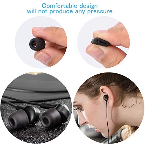 [6 Pairs] Earphone Tips S M L for in Ear Headphones, 12pcs Anti-Slip Silicone Earbud and Memory Foam Ear Bud Tips, Noise Cancelling 5mm-7mm Earbud Tips