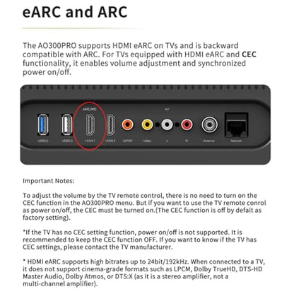 SMSL AO300Pro Power Amplifier DAC Headphone Amp 2.1CH 165Wx2 with MA5332MS IC MQA MQA-CD DAC CS43131 IC 4.4mm/6.35mm 768K/32Bit XMOS XU316 USB/BT5.3/Coax/Opt/RCA/HDMI(eARC) Input Amps(Black)