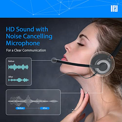IPD IPH-160 Phone Headset with Noise Cancelling Microphone for Office and Call Center - Compatible with with All Yealink SIP,Snom, Greandsteam & LG landline Phones | Built for office and call centers. Also compatible with Grandstream & LG landline phones.
