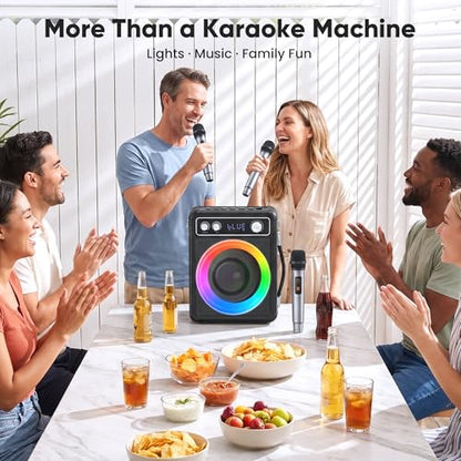 VOSOCO Karaoke Machine, Bluetooth Speaker with 3 Rechargeable Microphones | 2026 Portable PA System for adults with LED Light, Supports TWS Echo TF USB AUX Inputs for Birthday Home Party Outdoor Travel - size: T03-3 MICS