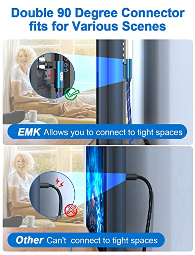EMK 90 Degree to 90 Degree Optical Audio Cable, 360 Degree Swivel Adjustable Right Angled on Both Ends Optical Cable for Home Theater, Sound bar, TV, PS4, Xbox & More(6.6ft/2m)