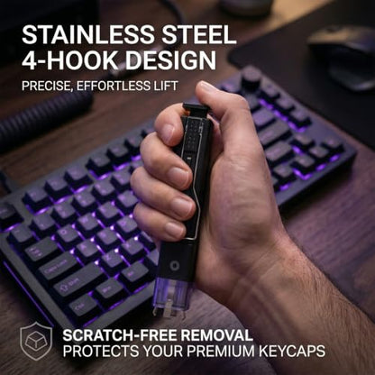 Keycap Puller & Keyboard Switch Puller, Mechanical Key Cap Removal Tool | Compatible with Cherry MX Gateron Kailh Outemu, 2-in-1 Keyboard Key & 4-Claw Switche Remover c/w 2 Cleaning Brushes - size: 2-in-1