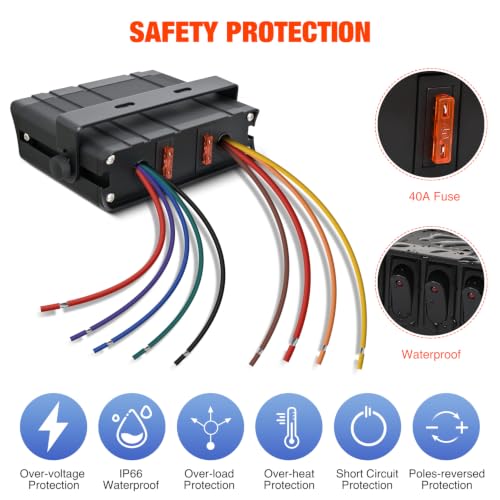 Nilight - 6 Gang Rocker Switch Box SPST Toggle Switch Panel 12V 24V 20A Switch Panel 60Amp Max for Automotive Cars Vehicles Boats RVs Campers SUVs - color: 6 Gang Switch Box