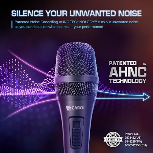 CAROL AC-910S XLR Wired Vocal Microphone, Dynamic Cardioid with Switch | AHNC dual-engine noise canceling tech for singing, studio, and stage. incl. 14.8ft (4.5m) XLR cable, mic clip - style: AC-910S (with Switch)