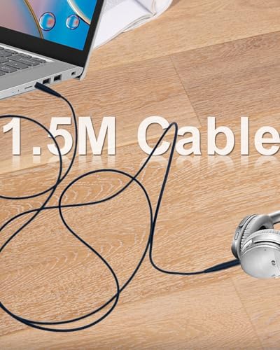Aux Cable 3.5mm to 2.5mm for Bose QC45 QC35II QC35 QC25 Headphones | Replacement Audio Cable Cord, for SoundLink SoundTrue OE2 OE2i Headphones, No Mic, 1.5m, Black