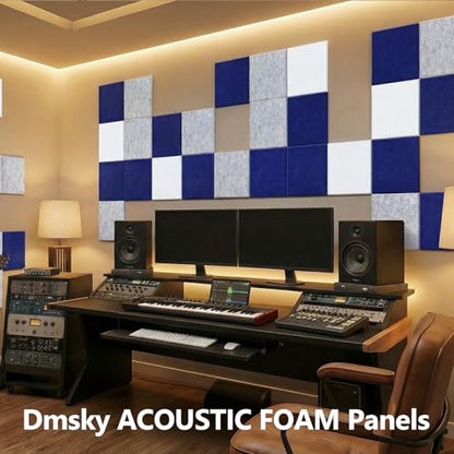 18 Pack Acoustic Panels-12"X12"X 0.4"Soundproof Wall Panels, White Sound Absorbing Panel,High-Density Sound Dampening Panels Acoustic Treatment for Home Studio - color: white-square