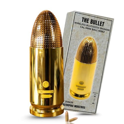 Bullet Bluetooth Speaker | Portable Wireless Speaker, TWS Pairing, 70ft Range | IPX5 Waterproof, Rugged Outdoor Design, USB-C Fast Charging, 8–10Hr Battery Life (Brass) - color: Brass