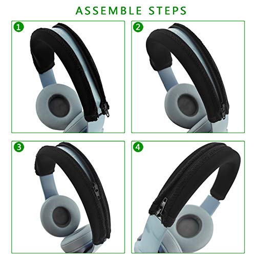 Geekria Headband Cover for Beats Solo 3/4/2, Zippered Neoprene, Black | Tool-Free DIY Installation, Fits 1MORE SonoFlow Pro HQ51, Washable Sweat-Resistant