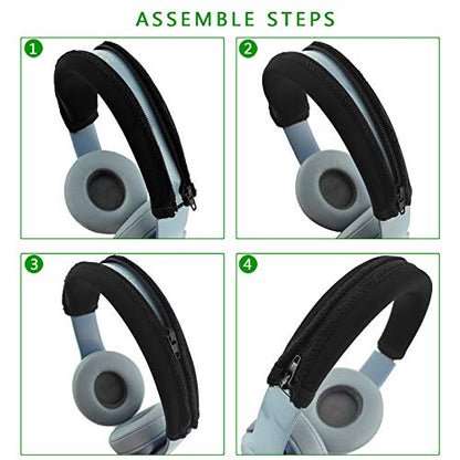Geekria Headband Cover for Beats Solo 3/4/2, Zippered Neoprene, Black | Tool-Free DIY Installation, Fits 1MORE SonoFlow Pro HQ51, Washable Sweat-Resistant