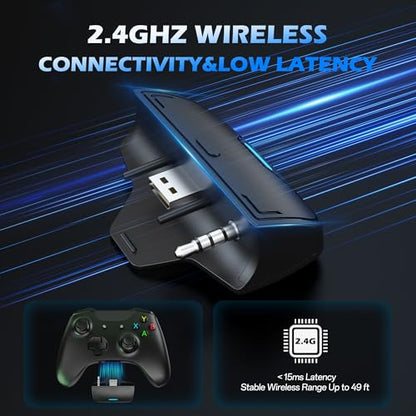 BINNUNE Wireless Headset for Xbox Series X/S, Xbox One, 120H Ultra-Long Battery, Wireless Gaming Headset with Mic, 50mm Drivers, Bluetooth 5.3 & Comfortable Over-Ear Wireless Headphones - color: Black