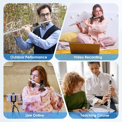 Lococo UHF Wireless Flute Microphone System: Wind Music Instruments Microphone Receiver and Transmitter, 160ft Range with Digital Screen, for Flute, Piccolo, Clarinet - color: Black2