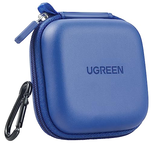 UGREEN Earbud Case, Waterproof Earphone Case Pouch Compatible with AirPods Pro Headphone Case Holder with Stainless Steel Carabiner, for Headphones, Earbuds, SD Memory Card, Camera Chips, Blue - color: Blue