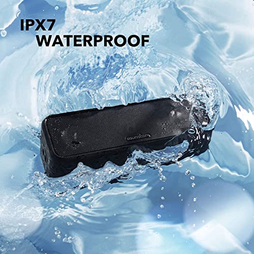 Soundcore Anker 3 Portable Bluetooth Speaker, IPX7 Waterproof, 24H Playtime | PartyCast, BassUp, Custom EQ App, Pure Titanium Diaphragm Drivers- for Home, Shower, Outdoor, and Beach