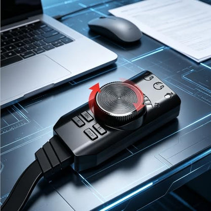 USB Sound Card Adapter with Volume Control External 7.1CH Audio Adapter for PC Laptop Gaming Headset, Black - color: Black