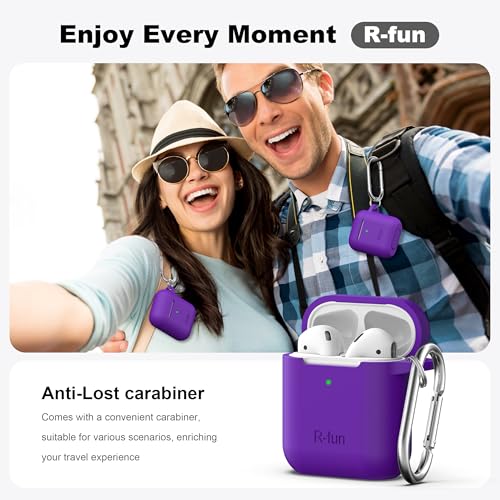 for AirPods 2nd/1st Case Silicone Cover, Purple | Compatible with Apple AirPods 2nd/1st (2019/2016) Generation with Keychain & Cleaner Kit, Wireless Charging Compatible - color: E1-Purple