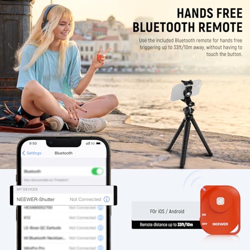 NEEWER Mini Flexible Phone Tripod Stand Portable Vlog Selfie Stick with Remote/Cell Phone Holder/Action Camera Adapter/Cleaning Cloth for Video Recording, Compatible with GoPro Insta360 Camera, TP35 - style: TP35 w/Cleaning Cloth