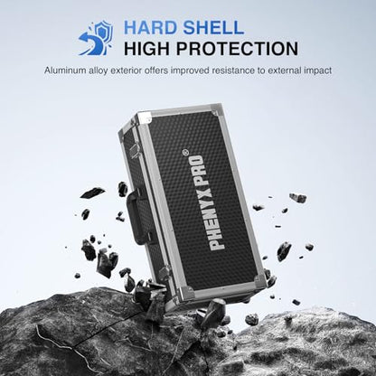 Phenyx Pro XL Carrying Case with Customizable Pre-Diced Foam PCSE-XL | Three-Layer Foam, Aluminum Alloy Frame, Protective Gear Storage, 8-Channel Wireless Mic Systems - size: Extra Large (20.4×10.2×7.9 Inch)